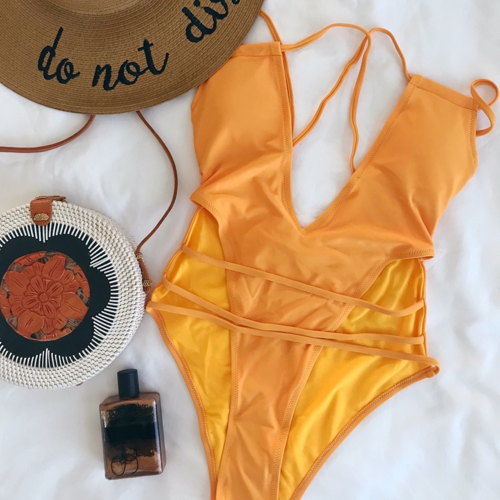 Mustard/ yellow one piece bikini